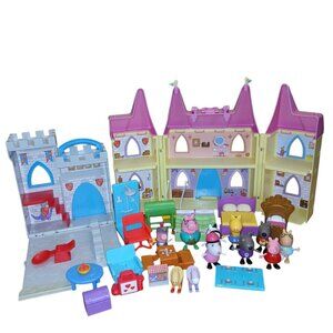 Peppa Pig Princess Castle And Little Castle Fort Playset Lot Figures Furniture